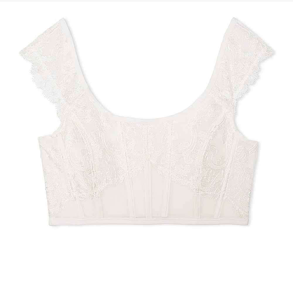 Victoria’s Secret Dream angels boho floral embroidery cap sleeves corset top